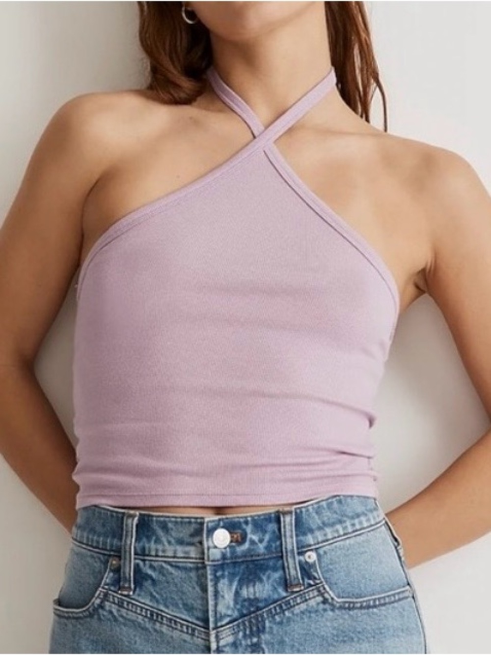 Madewell Lavender Halter Crop Top